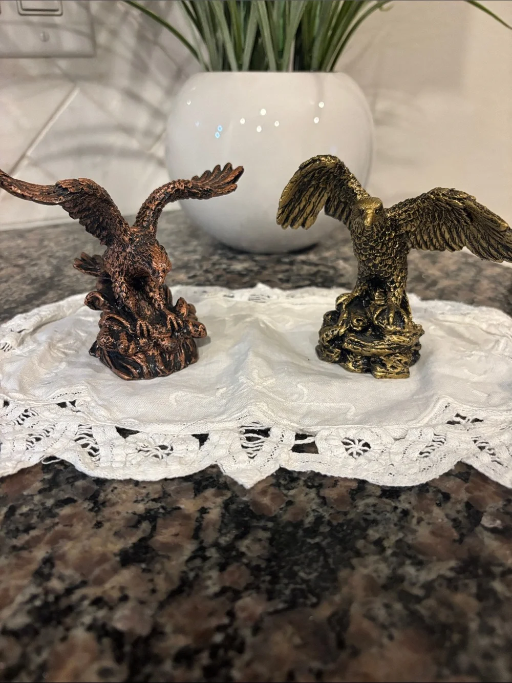 Bronze & Gold Eagle Figurine Set - Decorative eagles pair